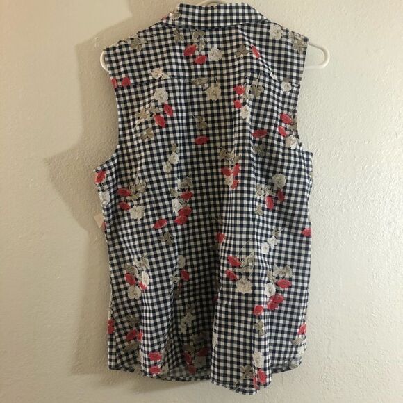 Charter Club Floral Check print button down top 12 - Picture 5 of 5